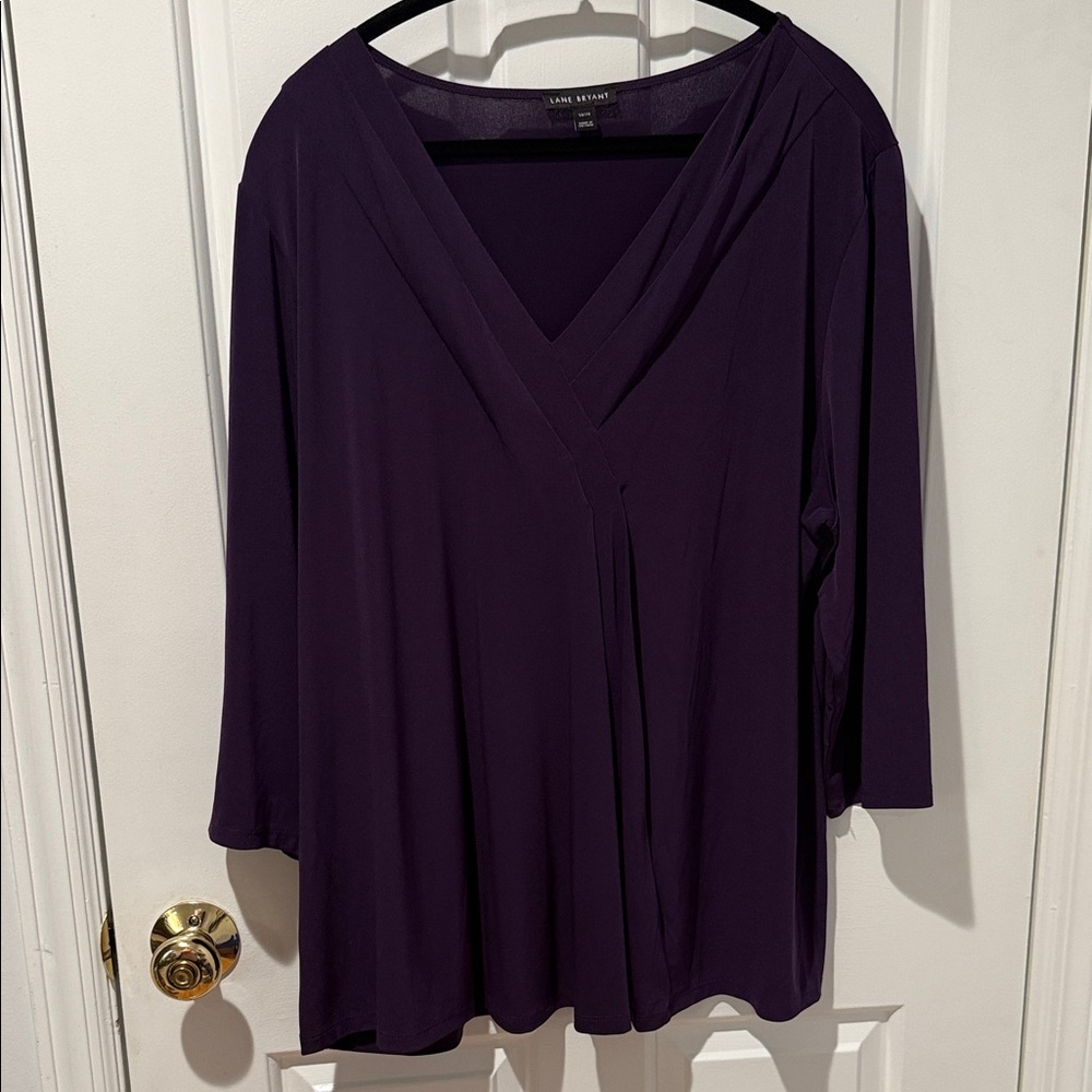 Lane Bryant Purple V-Neck Blouse